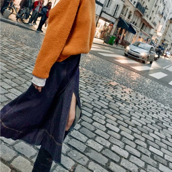 Zara Z1975 Belted Wrap Denim Midi Skirt - Picture 6 of 14